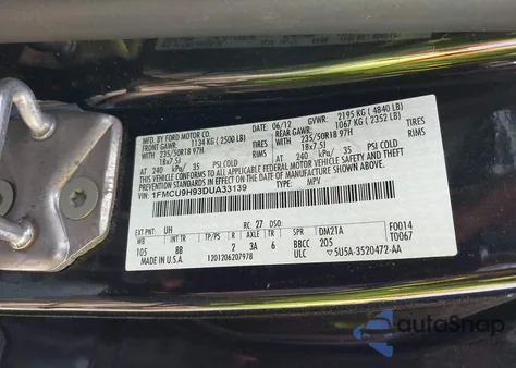 2013 Ford Escape Sel из США, поврежденный, VIN 1FMCU9H93DUA33139